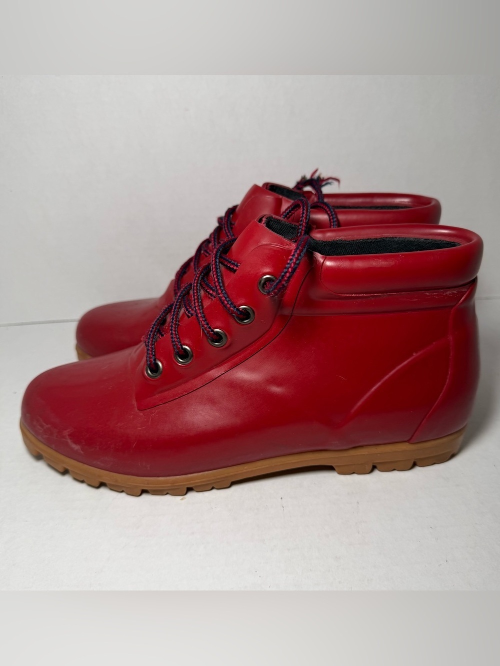 Vintage Lands End Red Rain Duck Outdoor Boots Size Women’s 9